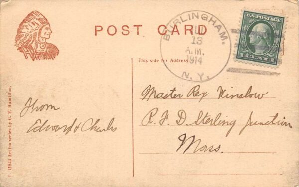 Burlingham New York The Lake, Sepia Tone Lithograph Vintage Postcard U8960 - Image 2
