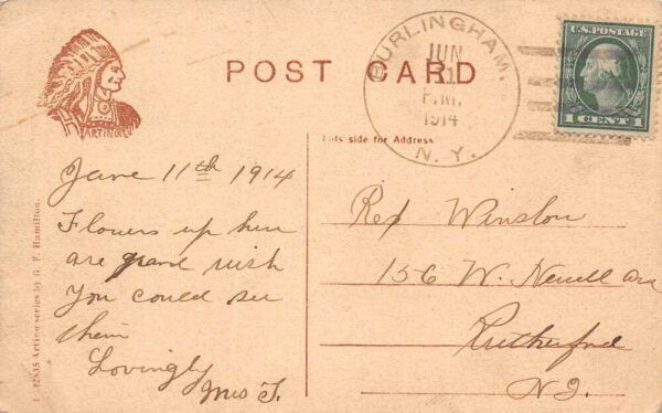 Burlingham New York Shawangunkkill, Sepia Tone Lithograph Vintage Postcard U8961 - Image 2