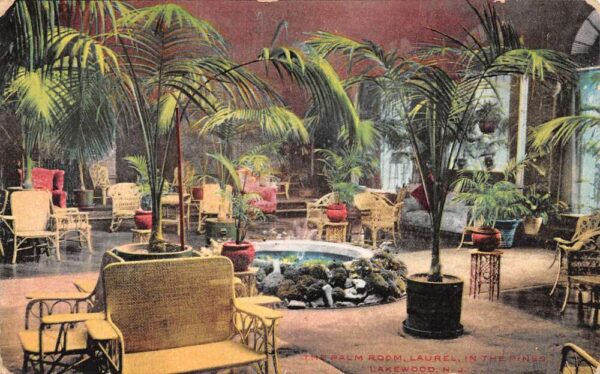 Lakewood New Jersey The Palm Room, Laurel, In The Pines,Color Lithograph PC U8964