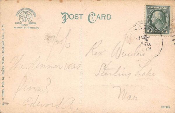 Rockland Lake New York Camp Life At The Lakes, Color Lithograph Postcard U8977 - Image 2