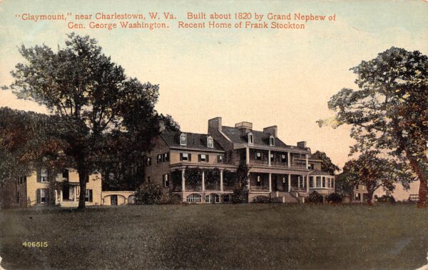 Charlestown West Virginia "Claymount" Private Mansion, Color Lithograph PC U9179