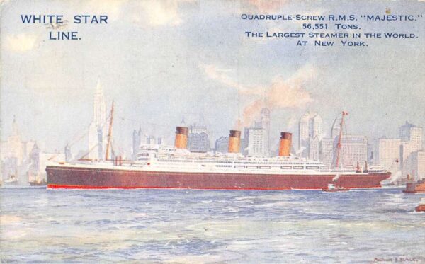 New York City New York White Star Line, R.M.S. "Majestic", Divided Back PC U9204