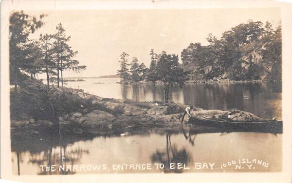 1000 Islands New York The Narrows Entrance to Eel Bay Real Photo PC AA70196