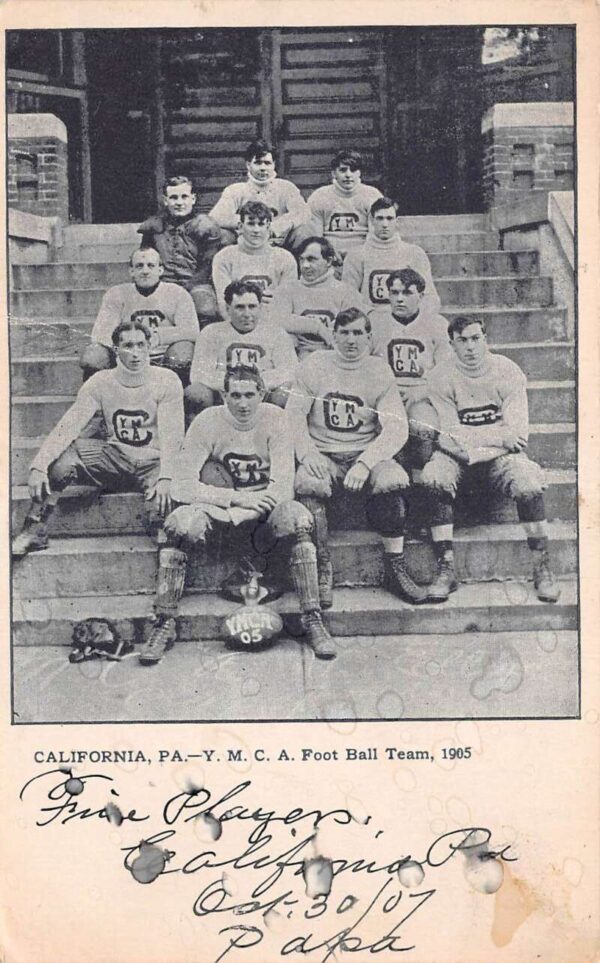 California Pennsylvania YMCA Football Team 1905 Vintage Postcard AA70206