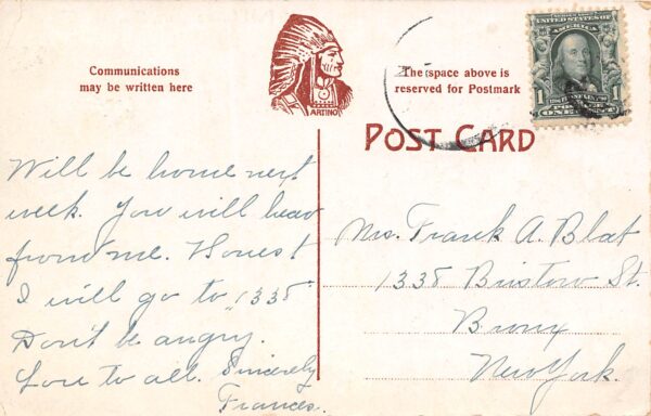 Bridgeville New York Post Office Store, B/W Lithograph Vintage Postcard U9410 - Image 2