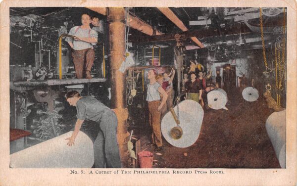 Philadelphia Pennsylvania Corner Of The Philadelphia Record Press Room, Divided Back PCU9418