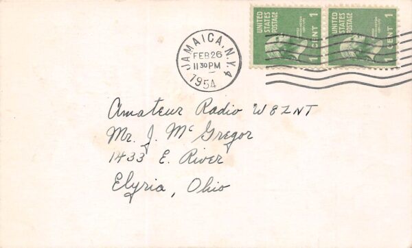 Long Island New York W20WX, John A. Bink, QSL Two Way Radio Card Postcard U9445 - Image 2