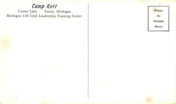 Tustin Michigan Camp Kett, Main Building, B/W Photo Print Vintage Postcard U9593 - Image 2