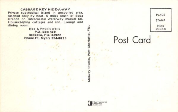 Bokeelia Florida Cabbage Key Hide-A-Way, Photochrome Vintage Postcard U9616 - Image 2