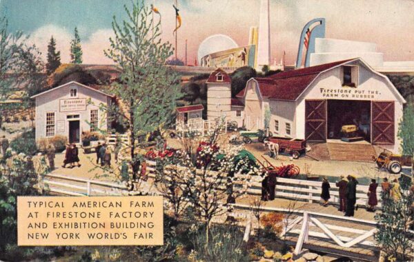 New York Worlds Fair Firestone Factory Exhibit Rubber Farm Postcard AA70341