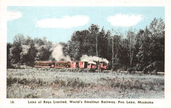 Pen Lake Muskoka Canada Lake of Bays Limited Mini Railway Postcard AA70342