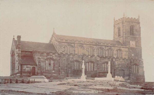 Mottram England Church and Cemetery Real Photo Vintage Postcard AA70394