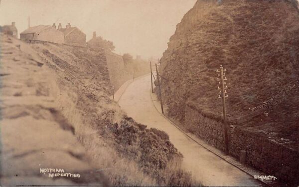 Mottram England Deep Cutting Street Scene Real Photo Vintage Postcard AA70396