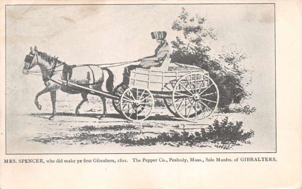 Gibraltar Mrs Spencer in Horse Carriage Vintage Postcard AA70422