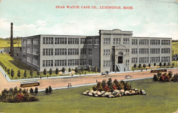 Ludington Michigan Star Watch Case Co., Color Lithograph Vintage Postcard U9758