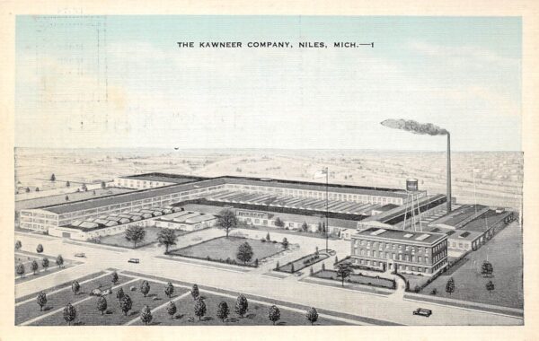 Niles Michigan The Kawneer Co., Sky Tinted Vintage Postcard U9763