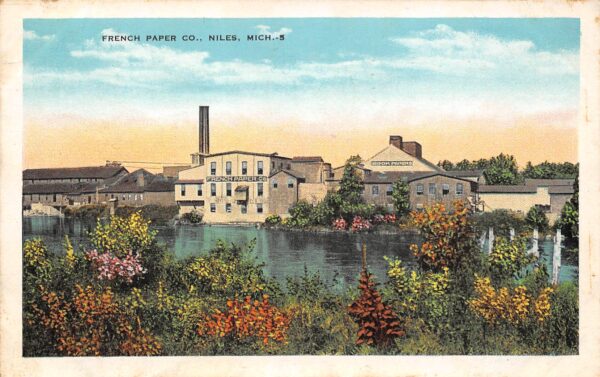 Niles Michigan French Paper Co., White Border Vintage Postcard U9764