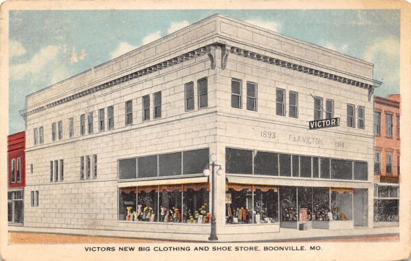 Boonville Missouri Victors New Big Clothing & Shoe Store, White Border PCU9772