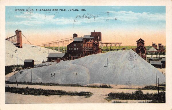Joplin Missouri Weber Mine & Ore Pile, White Border Vintage Postcard U9775