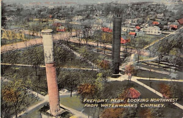 Fremont Nebraska View Of Fremont, Looking NW From Waterworks Chimney, PC U9792