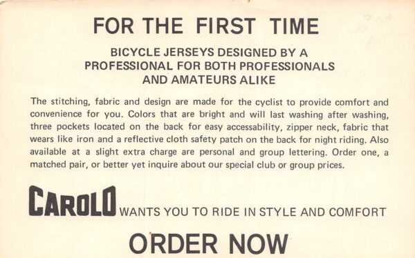 Miami Florida Carolo Professional Bike Jerseys Order Ad, Photochrome PC U9814 - Image 2