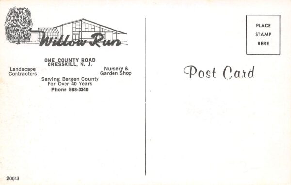 Cresskill New Jersey Willow Run Garden Shop, Photochrome Vintage Postcard U9828 - Image 2