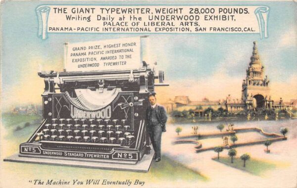 San Francisco California Pan Pacific Expo Giant Typewriter Postcard AA70452