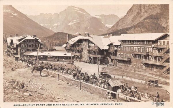 Glacier National Park Montana Tourist Party Real Photo Vintage Postcard AA70456