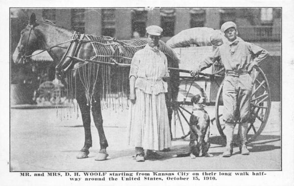 Kansas City Kansas Mr and Mrs Woolf Starting Walking Trip Postcard AA70475