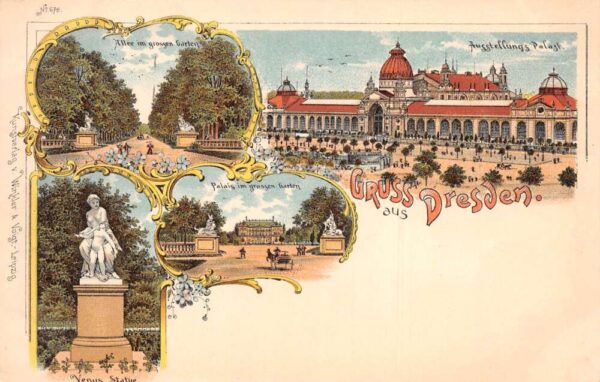 Dresden Germany Ausstellungs Palace Gruss aus Vintage Postcard AA70531