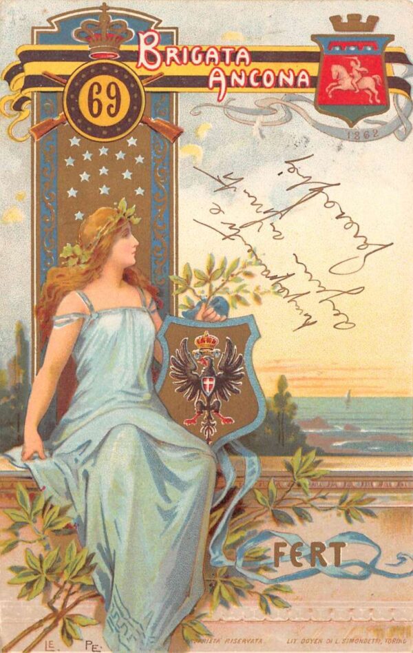 Italian Military Greetings Brigata Ancona Reggimento Fanteria Postcard AA70534