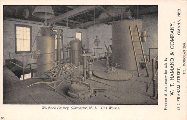 Gloucester New Jersey Welsbach Factory, Gas Works, Undivided Back PC U9857