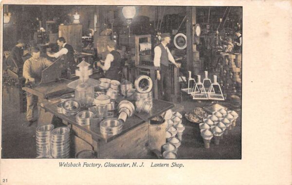 Gloucester New Jersey Welsbach Factory, Lantern Shop, Vintage Postcard U9863