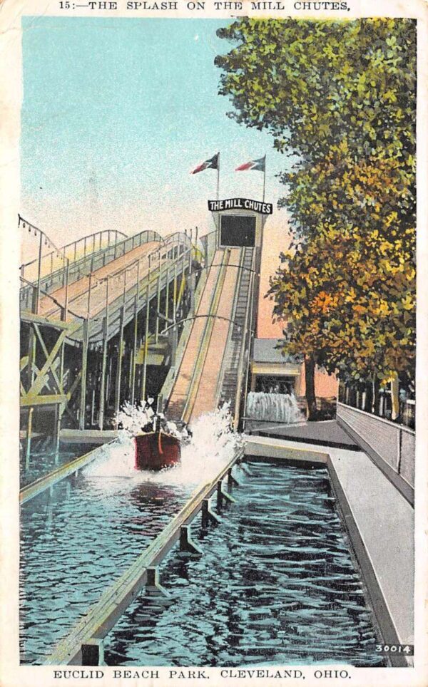 Cleveland Ohio Euclid Beach Park, Splash On The Mill Chutes, Vintage PC U9882