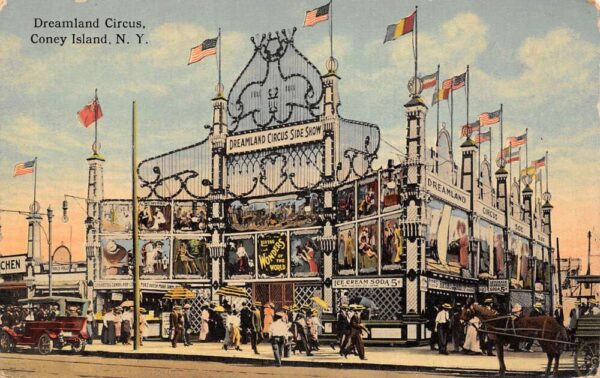 Coney Island New York Dreamland Circus Side Show, Color Lithograph PC U9889