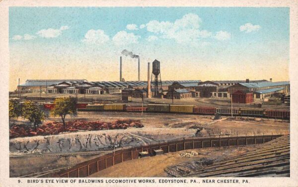 Eddystone Pennsylvania Baldwin's Locomotive Works, White Border Vintage PC U9909