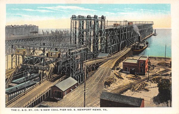 Newport News Virginia The C. & O. R.R. New Coal Pier, White Border PC U9932