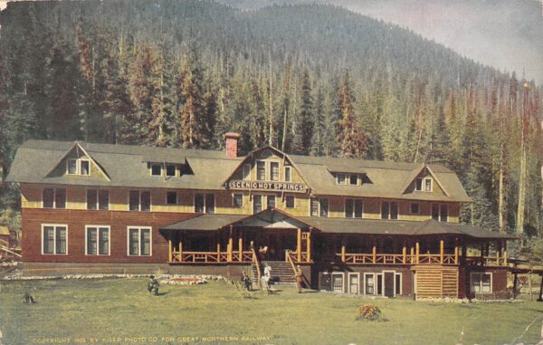 Glacier National Park Montana Scenic Hot Springs, Color Lithograph Pc U9935