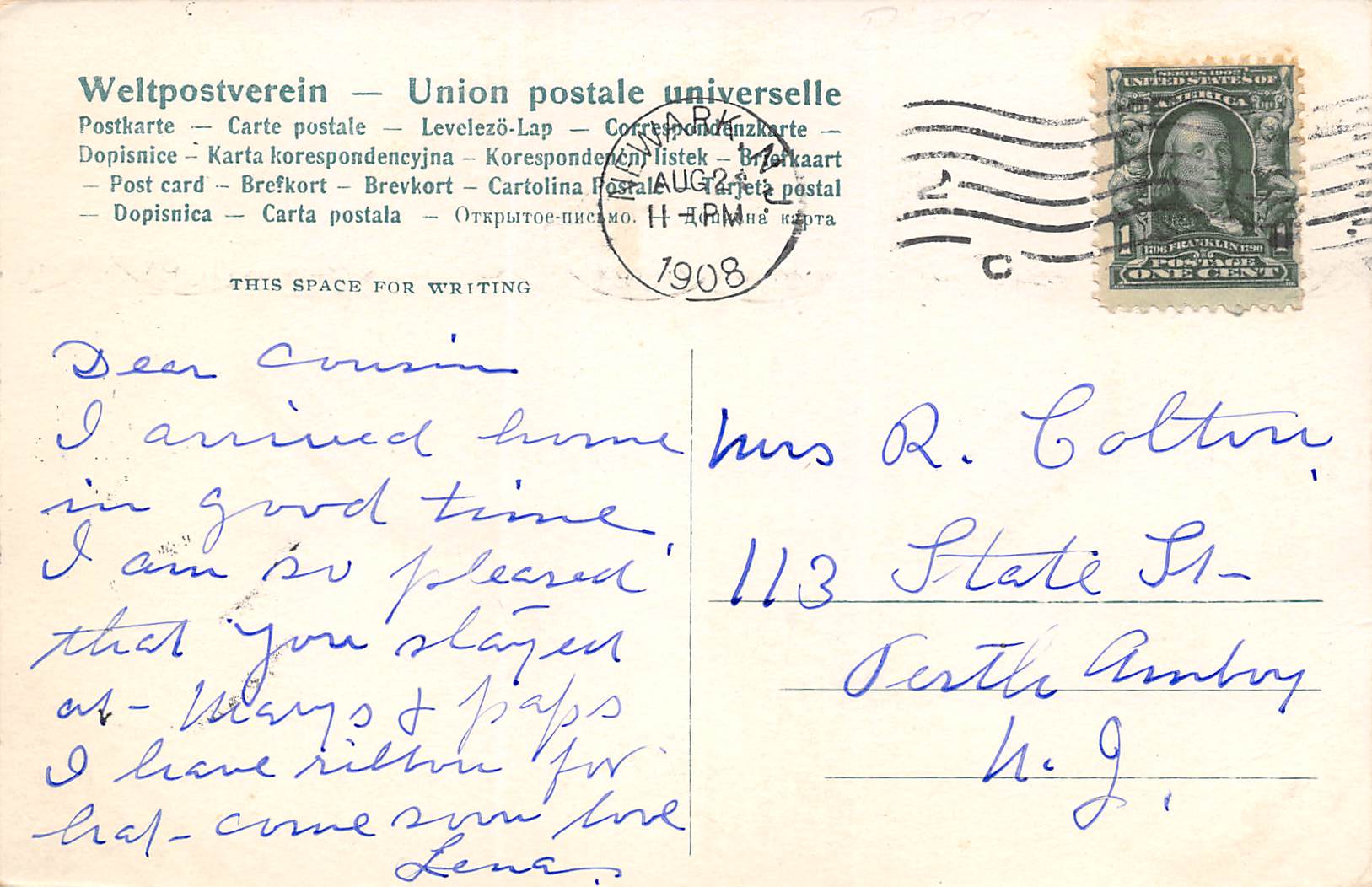 Newark New Jersey Broad Street, Looking North, Trolley Cars Vintage PC U9945 - Image 2