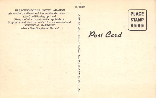 Jacksonville Florida Hotel Aragon, Multi-View Linen Vintage Postcard U9954 - Image 2