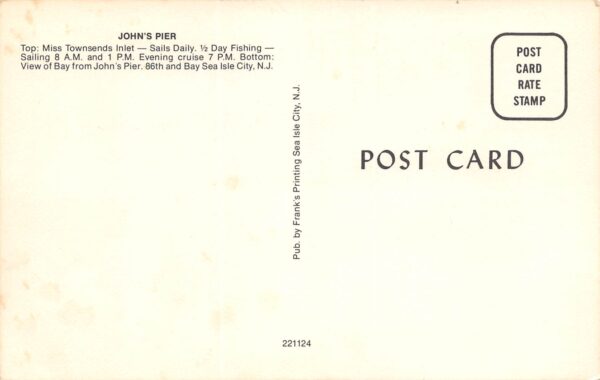 Sea Isle City New Jersey John's Pier, Multi-View Chrome Vintage Postcard U9960 - Image 2
