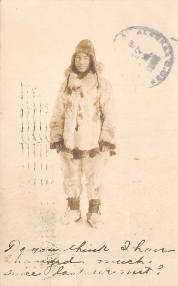 Fort Davis Alaska Inuit Man Nome Gold Rush Real Photo Vintage Postcard AA70642