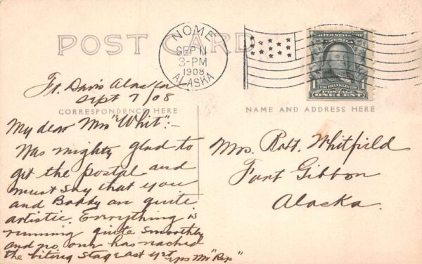 Fort Davis Alaska Inuit Man Nome Gold Rush Real Photo Vintage Postcard AA70642 - Image 2