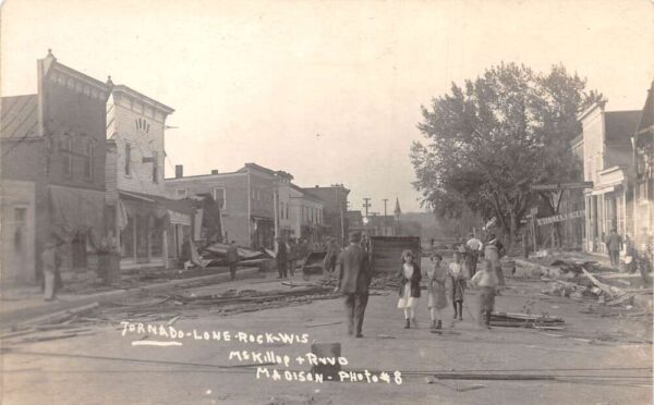 Lone Rock Wisconsin Tornado Disaster Business District Real Photo PC AA70651