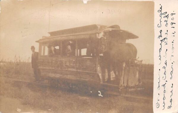 Englewood Colorado Cherrelyn Horse Street Car Real Photo Postcard AA70661