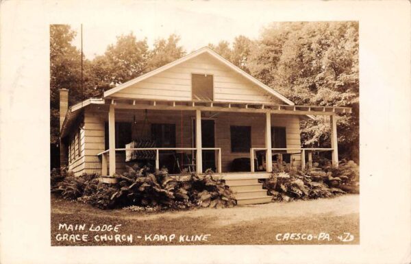 Cresco Pennsylvania Grace Church, Kamp Kline, Main Lodge, RPPC U10062