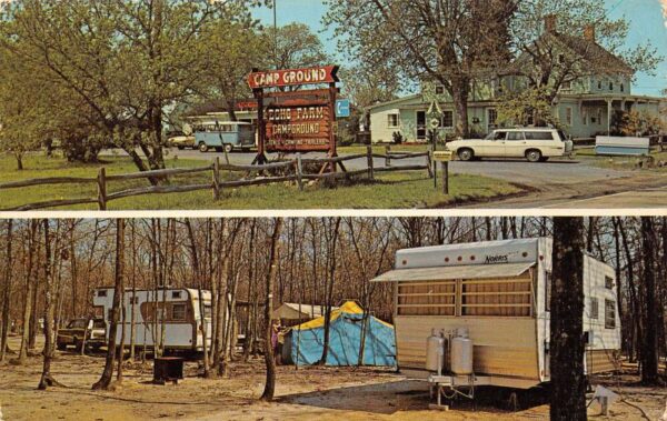 Ocean View New Jersey Echo Farm Campground, Multi-View Chrome Vintage PC U10074