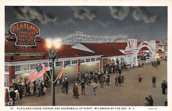 Wildwood-By-The-Sea New Jersey Playland Cedar Ave. & Boardwalk At Night, PCU10101