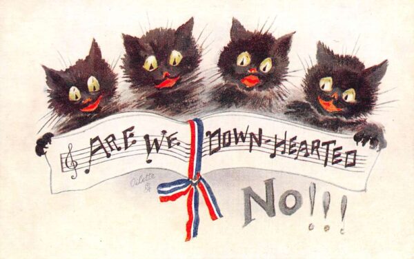 Greetings Black Cats Music Louis Wain Tuck Vintage Postcard AA70666