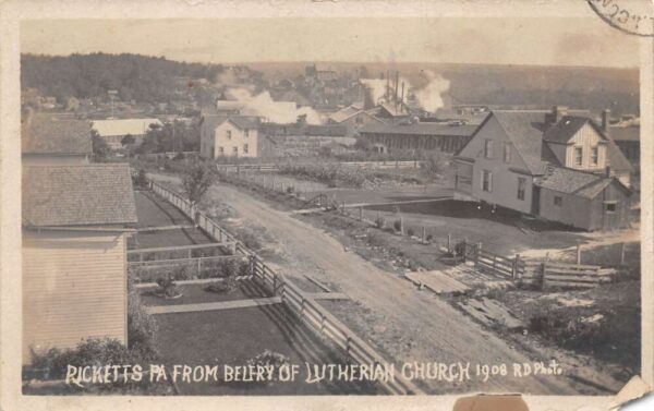 Ricketts Pennsylvania View from Belfry of Lutheran Church Real Photo PC AA70677